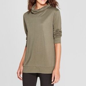 A New Day / Olive Green Cowl neck long sleeve / Large